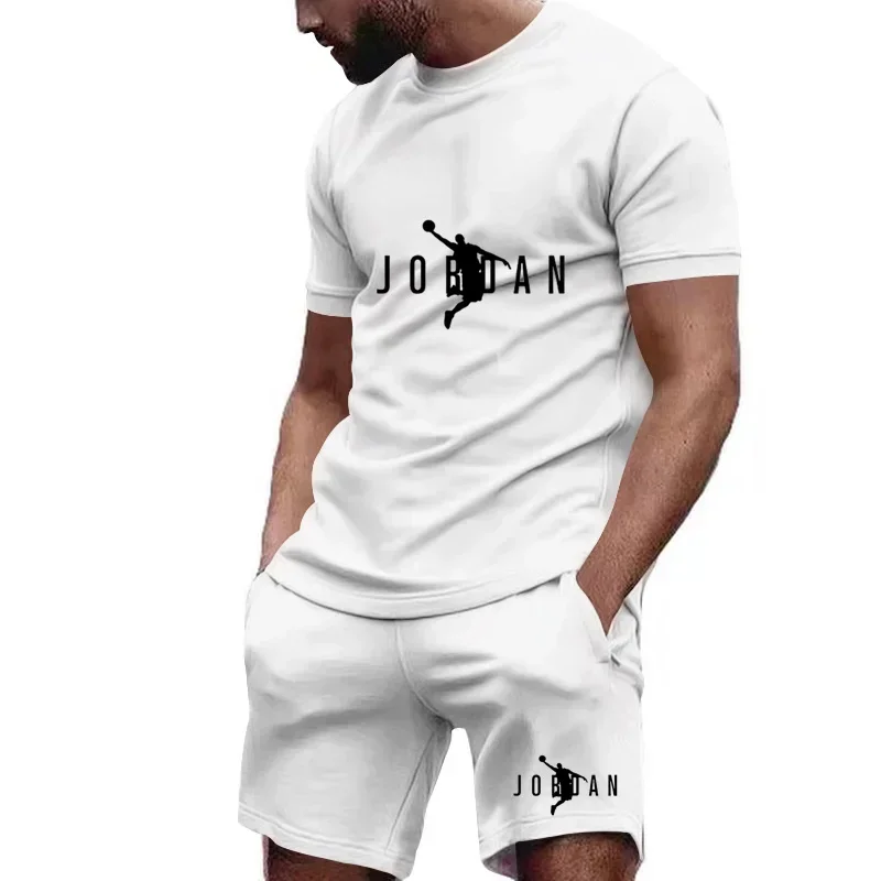 Men's short-sleeved mesh suit with unique printed patterns, quick-drying and breathable sportswear two-piece set available