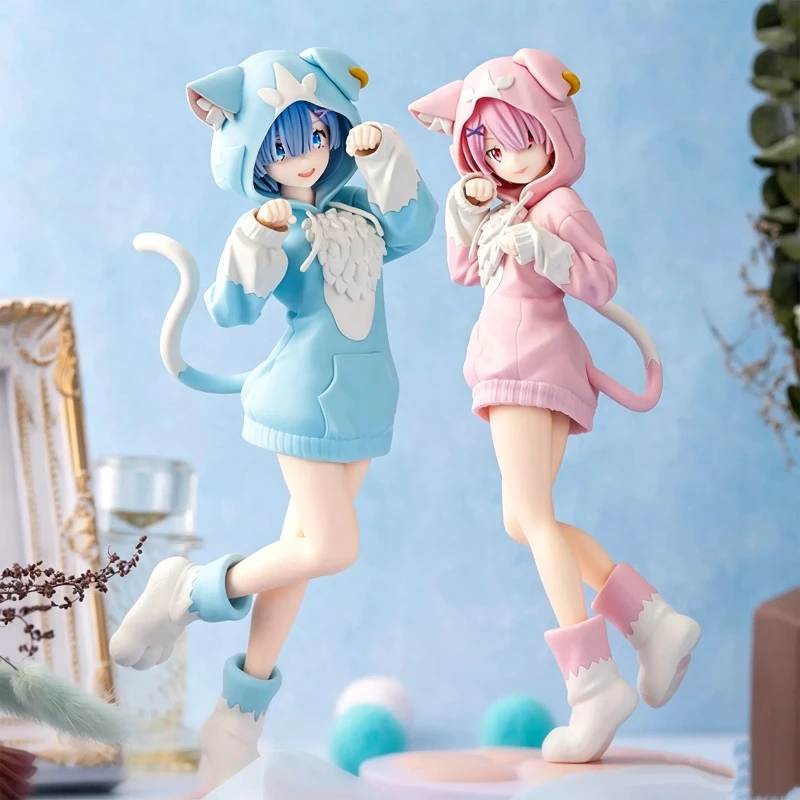 Ensemble de 3 figurines d'anime, personnages féminins Emilia Rem Ram, version couleur spéciale, figurine d'anime, ornement de bureau, modèle de collection, cadeau d'anime