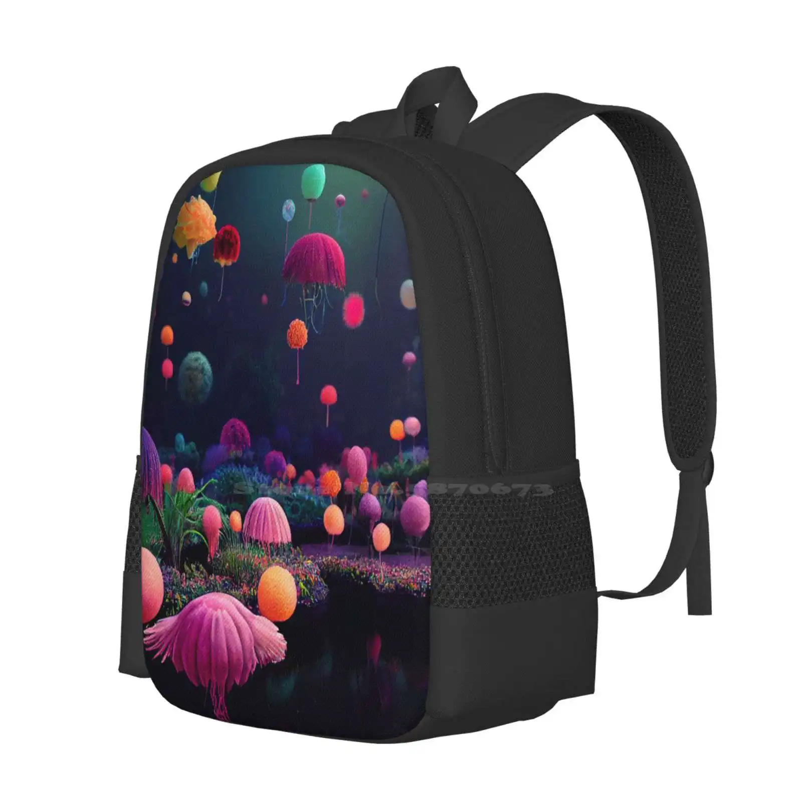 Nature - Fantasy Plantlife And Dreamscape Pattern Design Bagpack School Bags Flowery Art Landscape Artscape Flower Bed Stylized