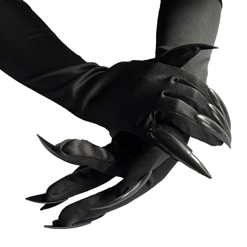 Gants longs en spandex noir pour femme, griffe fantôme commandée, cosplay d\'Halloween, personnalité à la mode, accessoires de performance sur scène