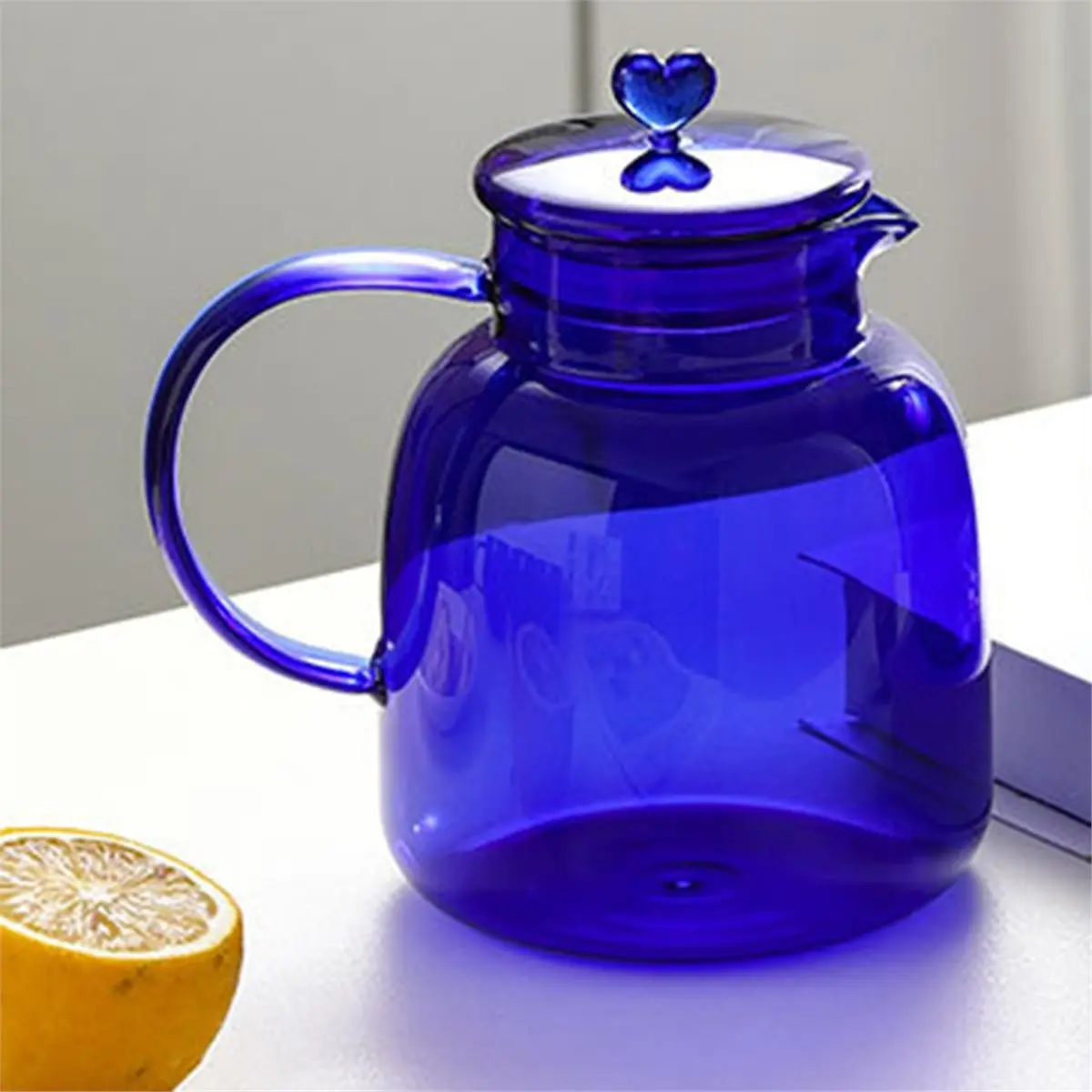 Blue Zero Limit High Borosilie Glass Water Pot Set Large Heat Water Kettle for Home Use with Water Cups