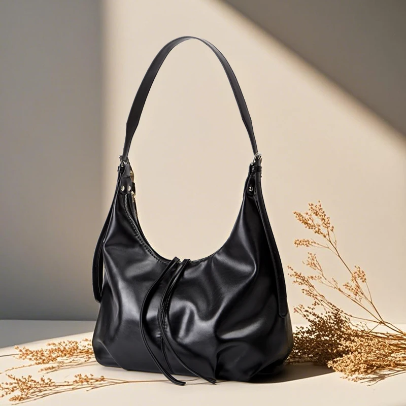 

Women's simple daily life shopping large capacity retro tote bag crossbody dumpling bag Korean version of commuting shoulder bag