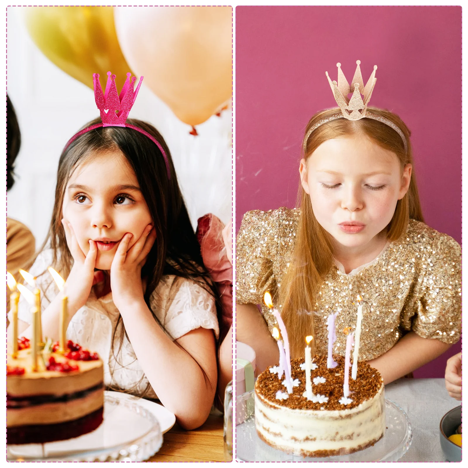 

2 pcs Crown Headband For Glitter Princess Headdress Birthday Party Hair Accessories For