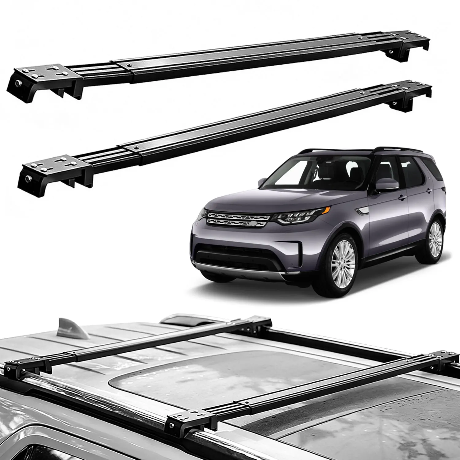 Fits LR Discovery L462 2017-2020 Roof Rack Cross Bars, Silent Telescopic, Heavy Duty Carrier, Anti-Theft Lock, Easy Install