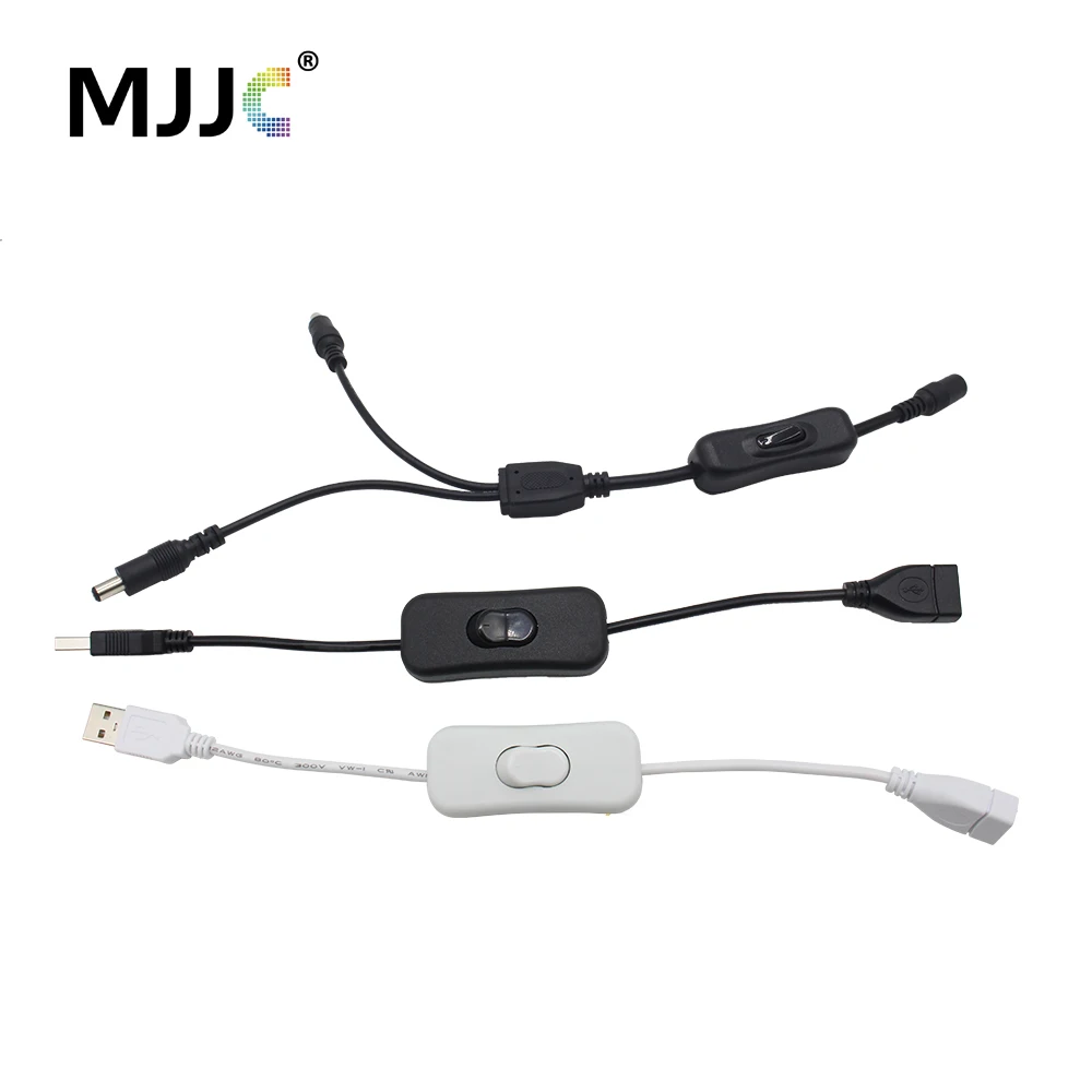 Inline 304 Schalter Ein Aus Männlich Weiblich Anschlüsse DC 5,5*2,1mm Schwarz Weiß USB Stecker 5V Schalter Erweiterte Kabel für LED Streifen Licht