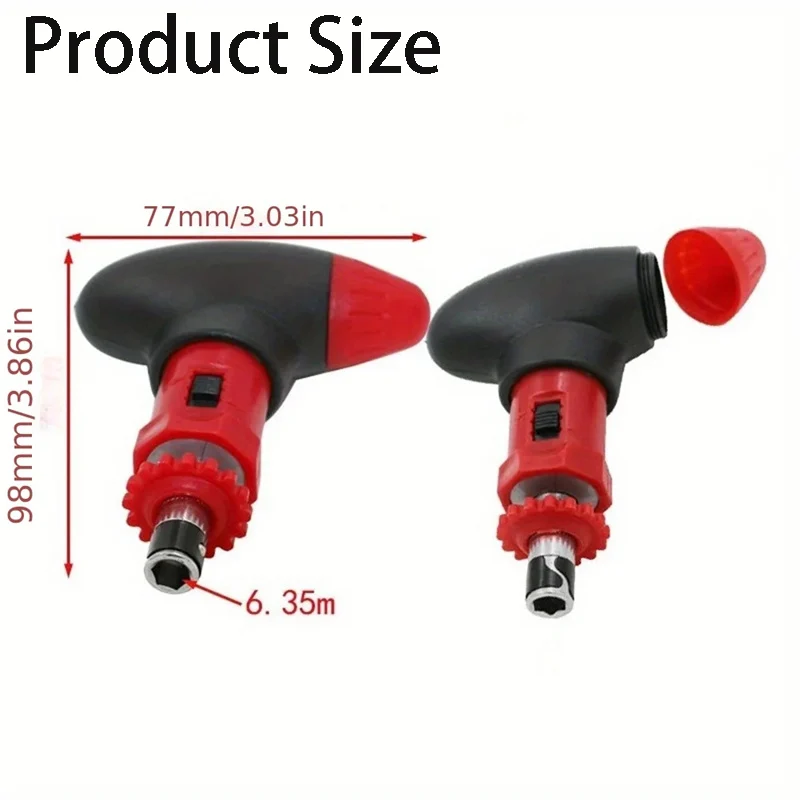 수동 T 타입 래칫 스크루드라이버, 6.35mm 조절 가능, 전진 및 후진 퀵 볼트 드라이버, 배치 비트, 1/4 인치 육각 래칫 비트