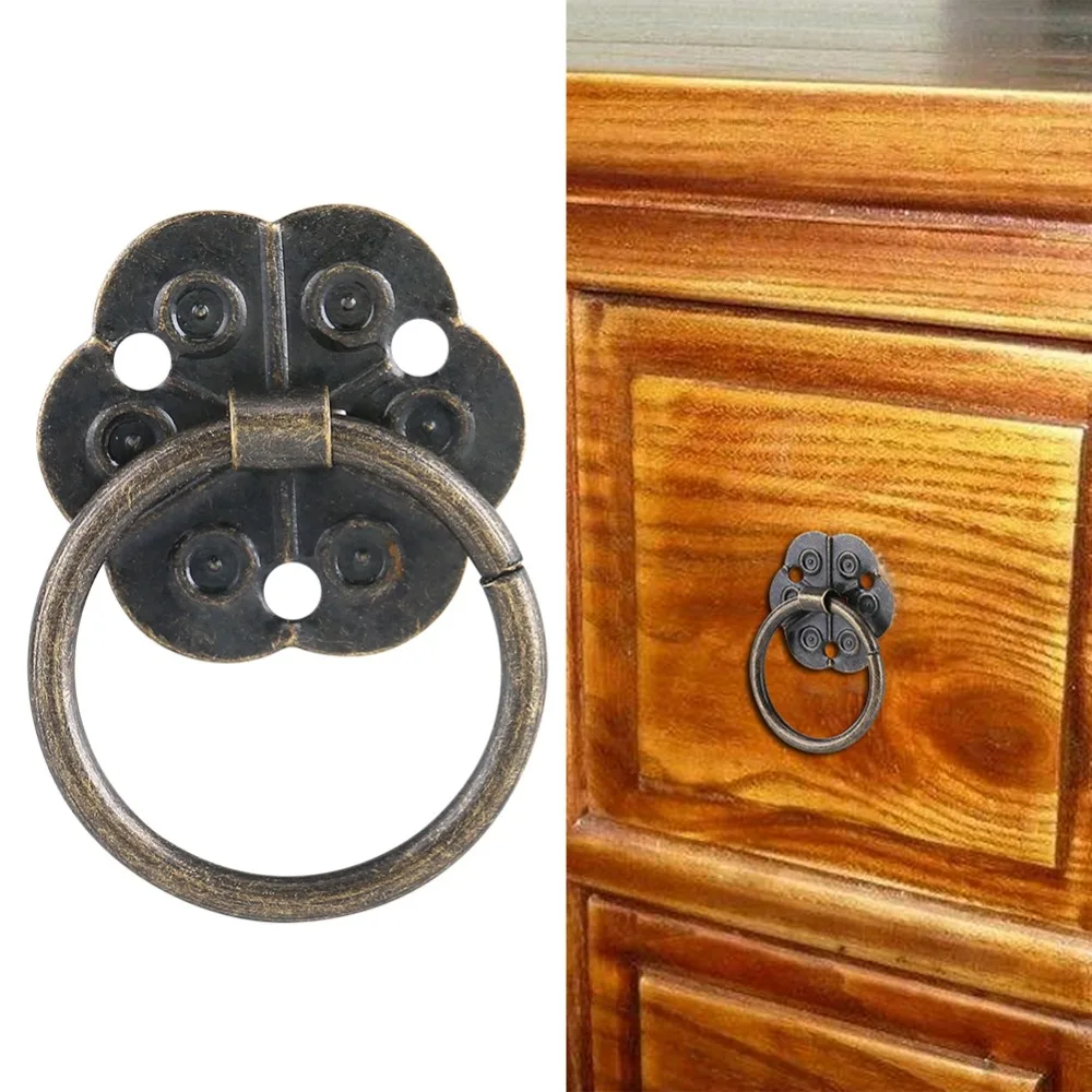 20pcs Vintage Bronze Tone Furniture Handle Durable Small Drawer Cabinet Pull Ring Pull Hardware Desk Door