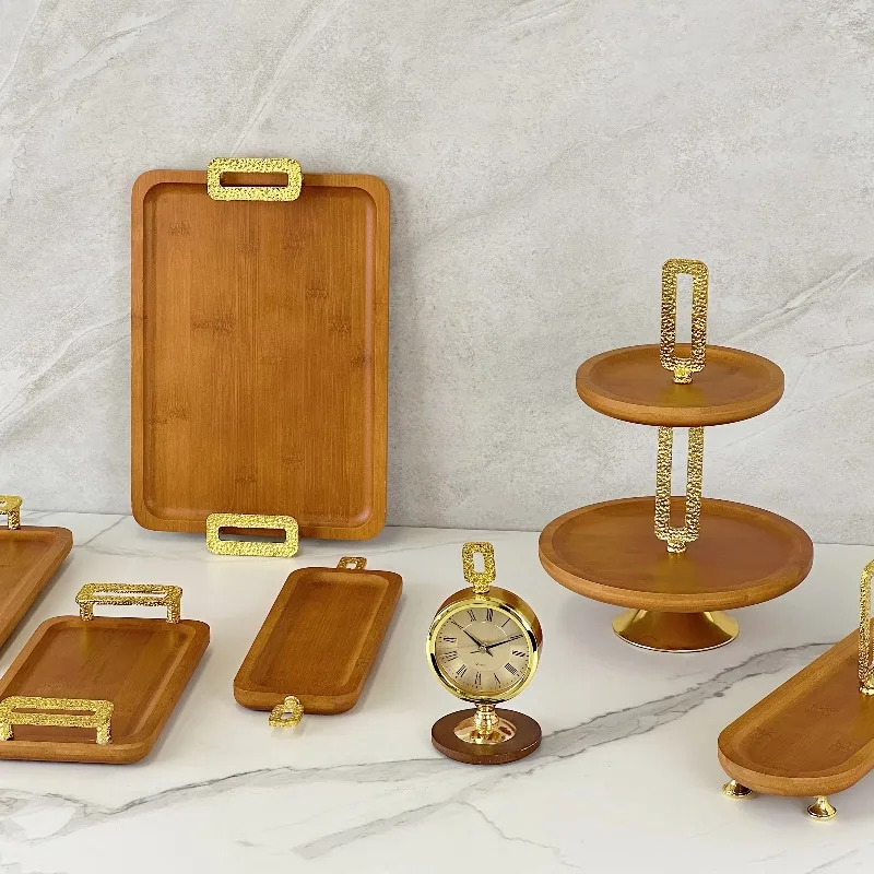 Elegant high quality custom luxury wooden plate set restaurant hotel living room dining table decoration use