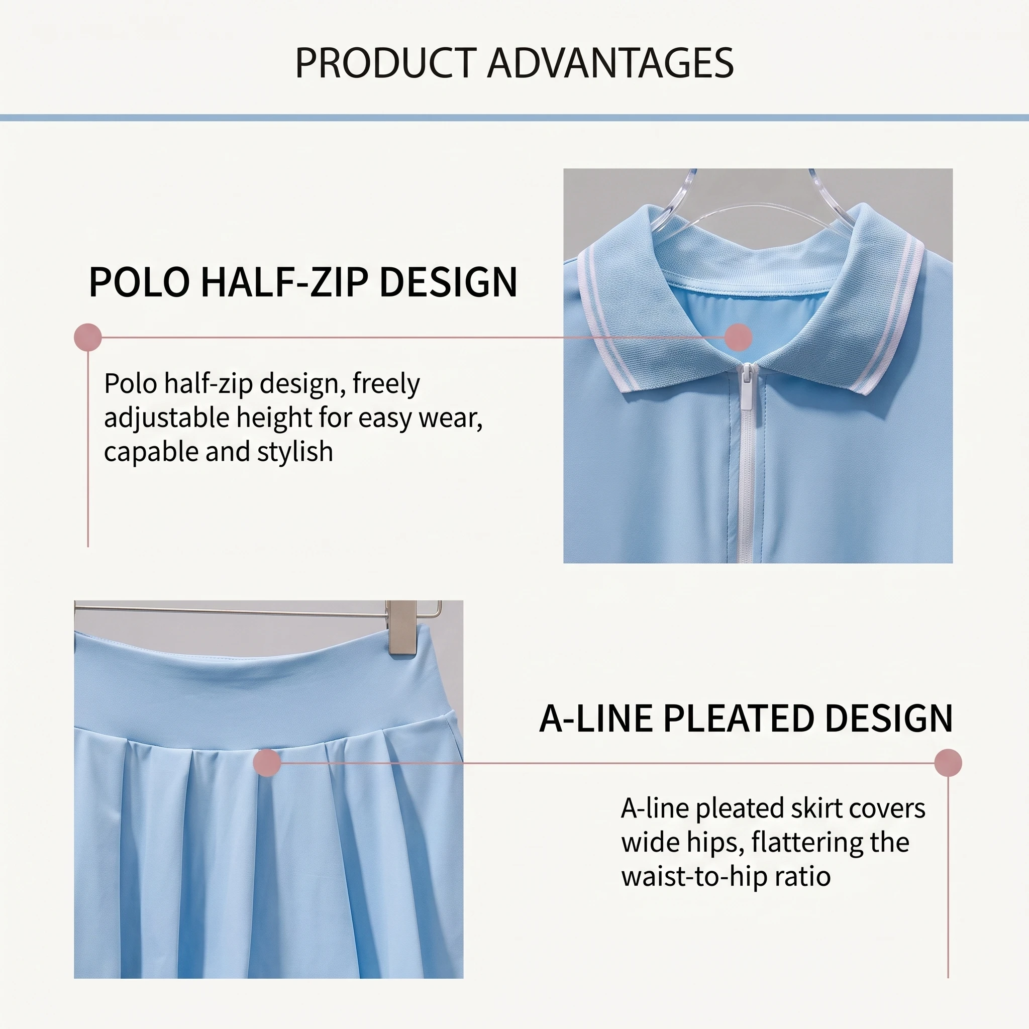 Damen Slim Fit 2-Teiliges Sport-Tennis-Set Polo Sportanzug Elastisches Workout Golf Badminton Trainingsoutfit Slim Fit Trainingsanzüge – Detail 2