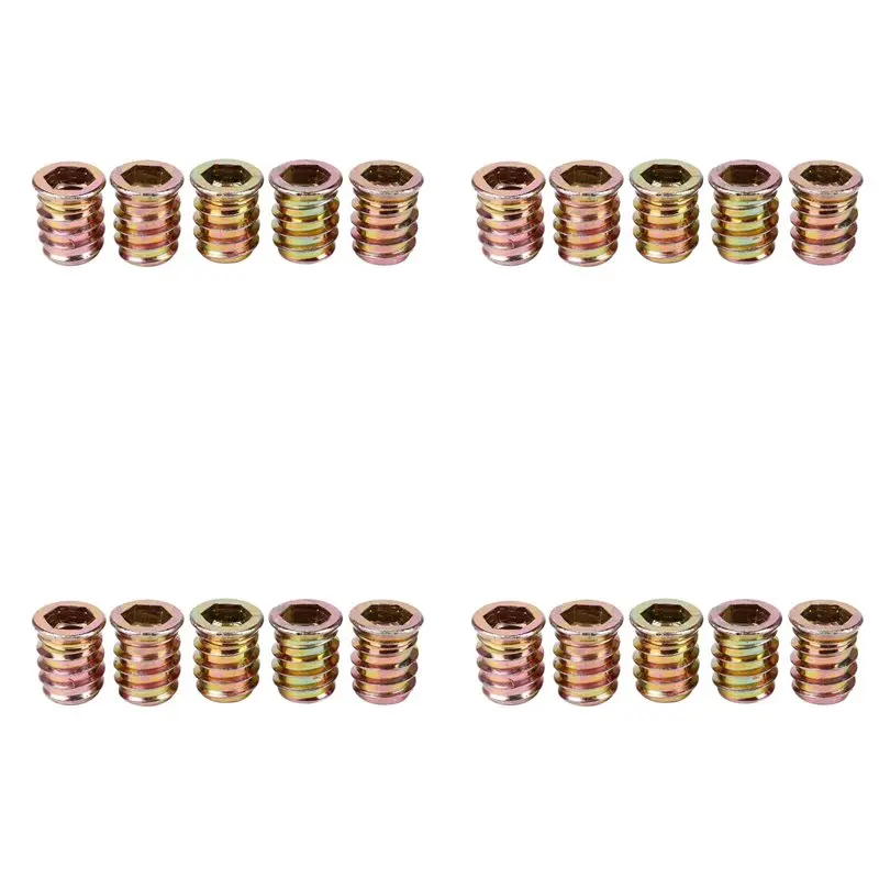ABXF-Set Of 20 Threaded Insert M10 X 20 Mm For Wood