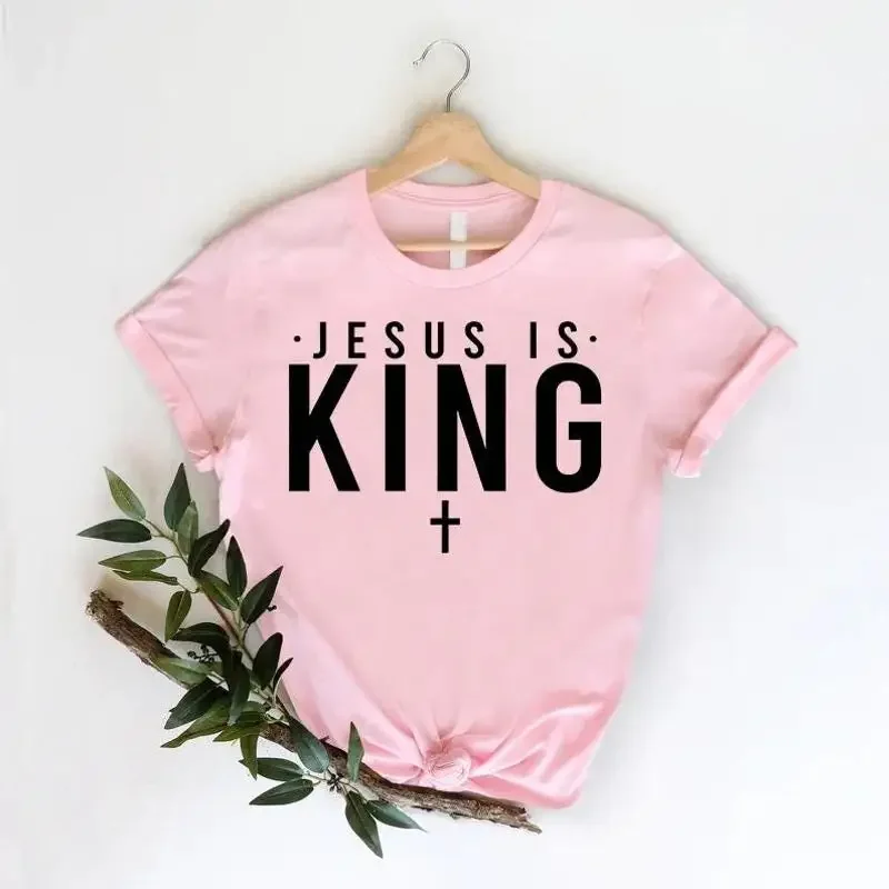T-shirt Jésus est roi, verset biblique chrétien, vêtements religieux pour jeunes et missionnaires