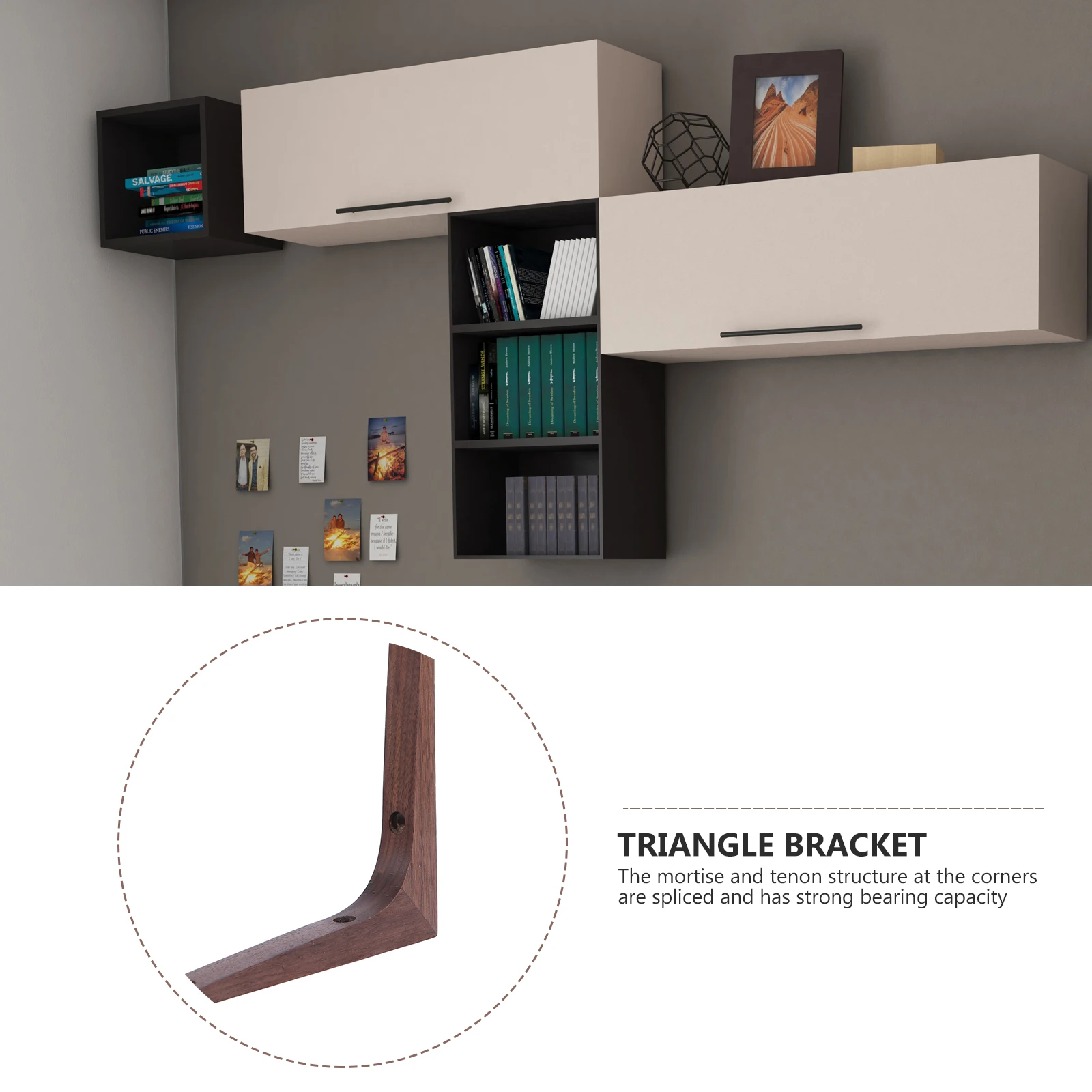 

Black Walnut Floating Shelf Brackets Solid Wood Wall Mounted Shelves Support Easy Installation Pre-Drilled Screw Holes Corner