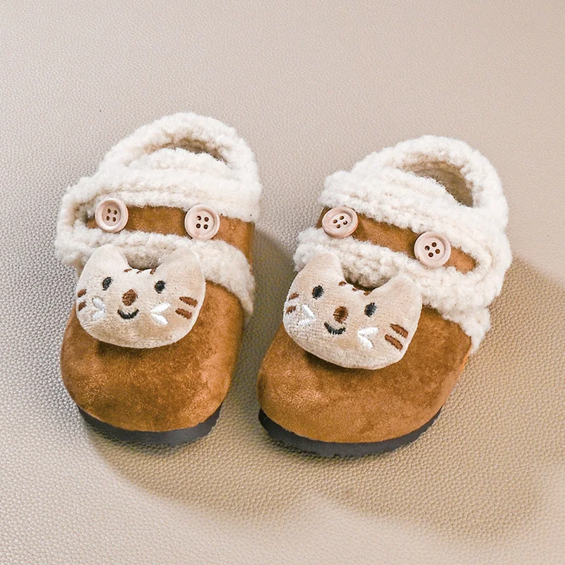 

Kids Furry Plush Shoes 2025 Winter New Children's Furry Outdoor Shoes Cute Cat Brown Fashion Little Girls Warm Causal Shoes Soft
