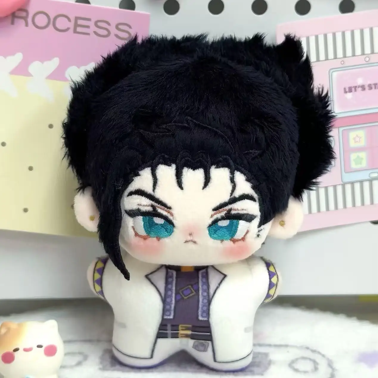 

10CM JoJo's Bizarre Adventure Kujō Jōtarō Cosplay Cotton Doll Stuffed Attribute Plushie Gift Pendant Keychain Christmas Present