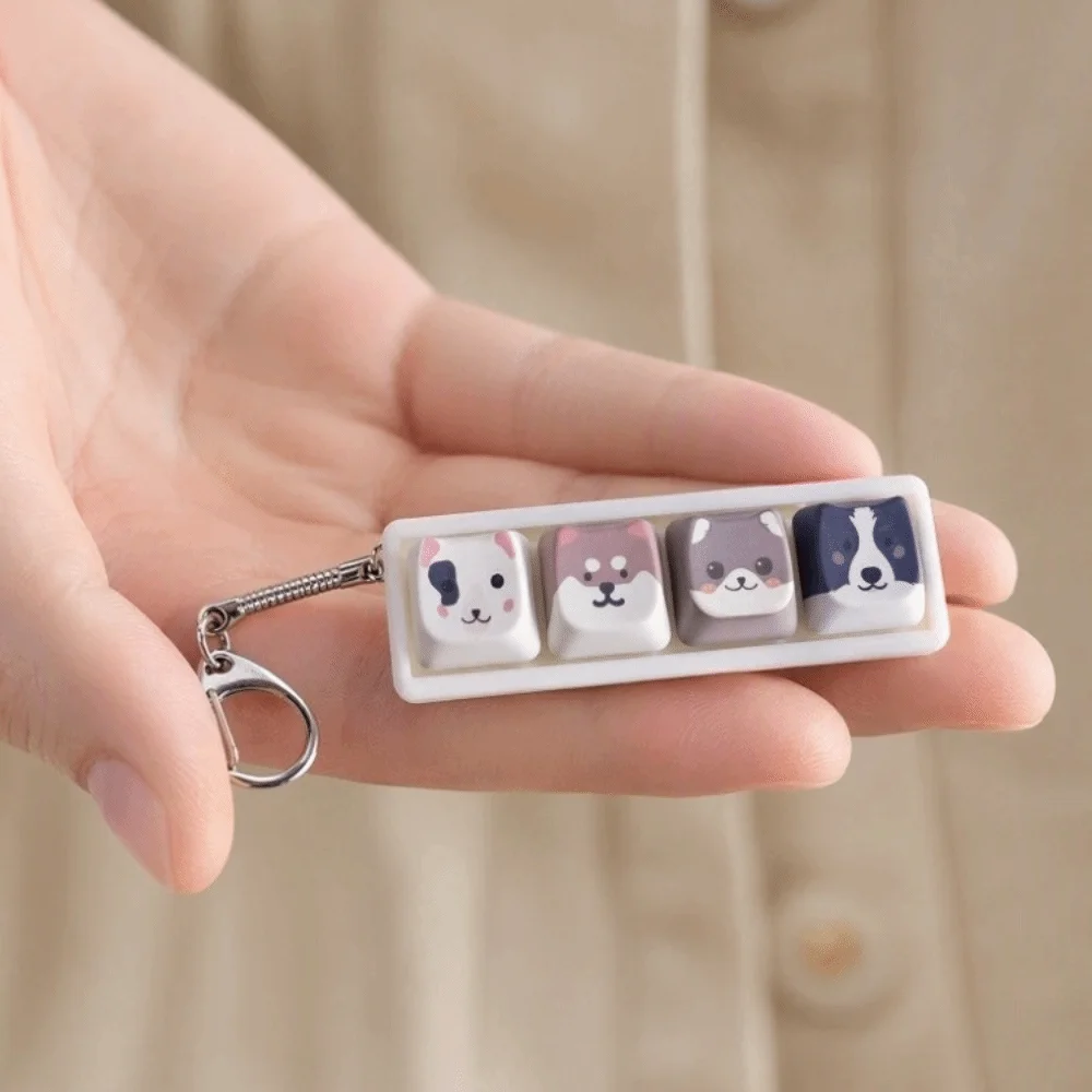 4/9-Key Decompression Button Cute Design Simulation Keyboard Mini Keyboard Pendant Cartoon Dog Puppy Keyboard Keychain