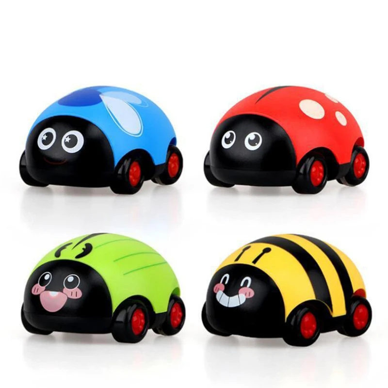 4 Pieces Kids Insect Shaped Pull Back Car Set for Boys/Girls Birthday Gifts for Kids 6-8 for Creative Relieve Boredom