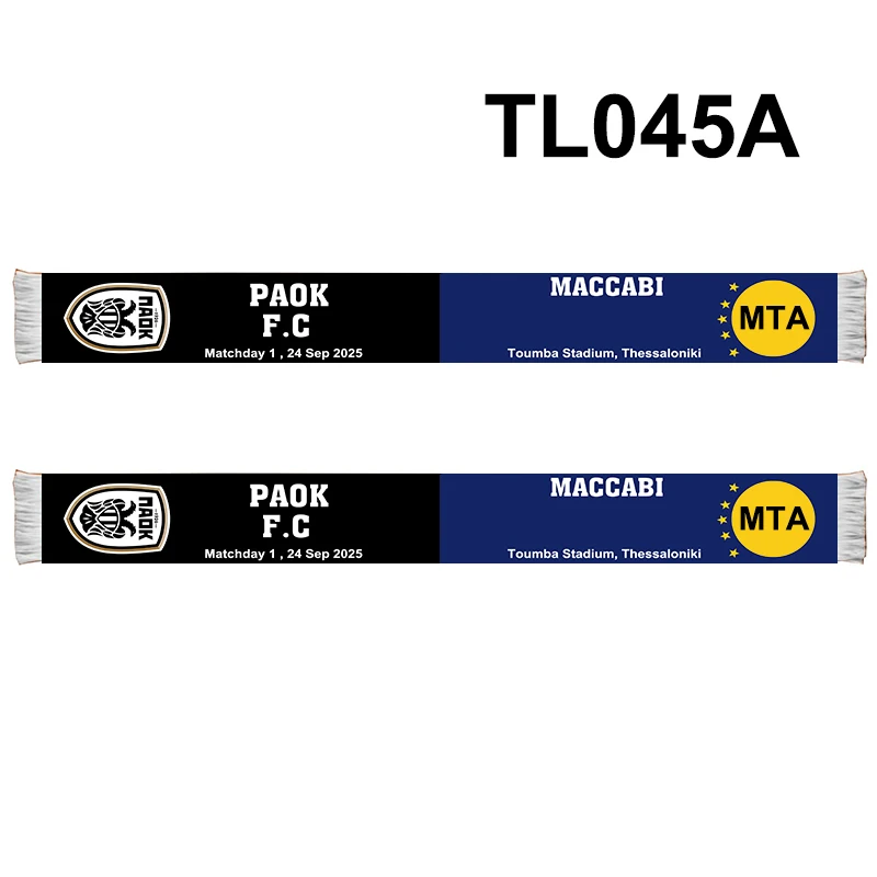 145*18 cm Size 2025-26 Maccabi MTAFC VS 8 Teams Scarf for Fans Double-faced Knitted TL045