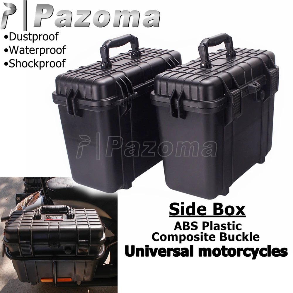 Motorcycle Side Case Box Plastic Composite Buckle Motorbike Tool Trunk Storage Boxes For Harley Sportster Dyna Softail CafeRacer