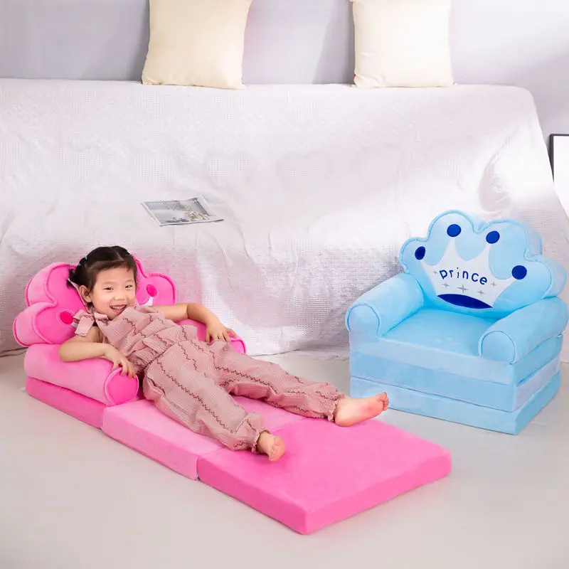 Kids Couch Fold Out Foldable Princess Chair for Toddlers 1-3 Sofa Bed for Kid Folding Toddler Bed Lounger Chair for Child Girl