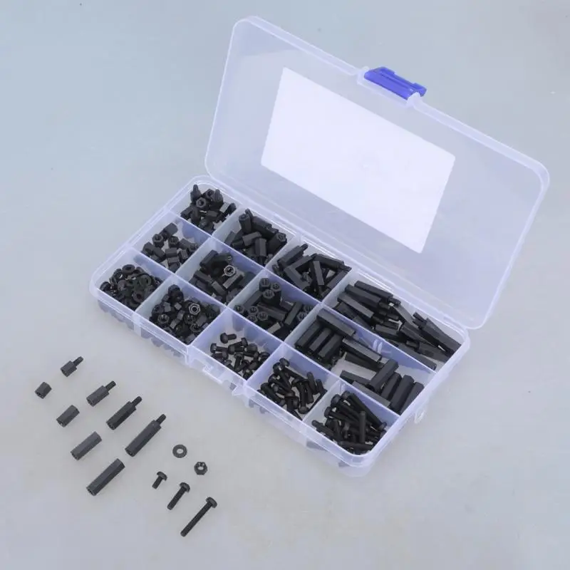 

380Pcs Hexagonal Pillar Spacer Column Screw Nut Assortment Set Easy to Install M89B