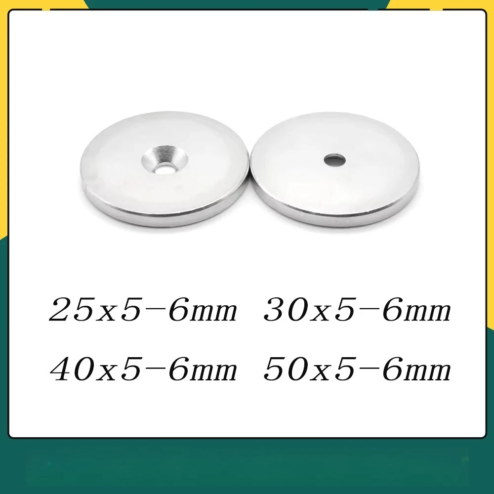 

50x5-6 мм сильные большие магниты 40*5 отверстий 6 мм супер сильные мощные магниты с кольцевыми отверстиями 30*5-6 для домашнего холодильника, офиса, DIY 25*5-6