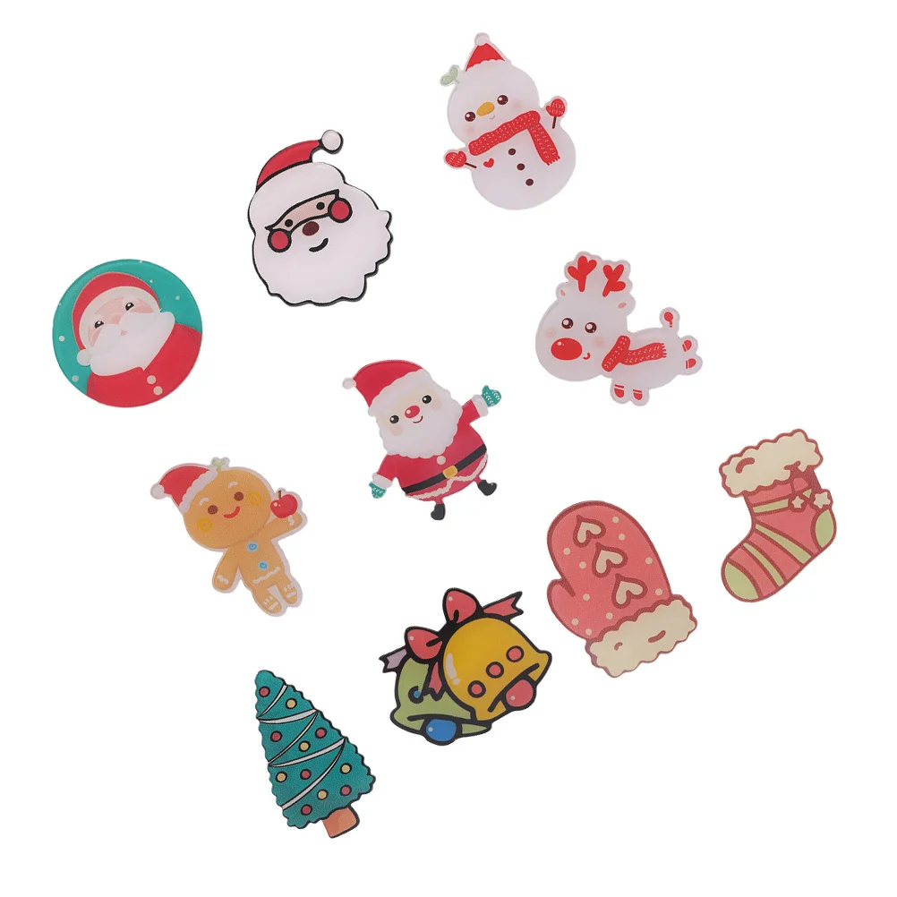

10 Pcs Christmas Gift Clothing Decorations Cartoon Brooches Sweater Breast Pins Neckerchief