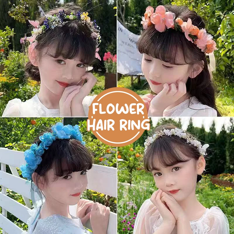 Sweet Fairy Flower Headband Beautiful Garland Hair Bands For Women Girls Wedding Birthday Floral Hair Hoop Hair Accessories