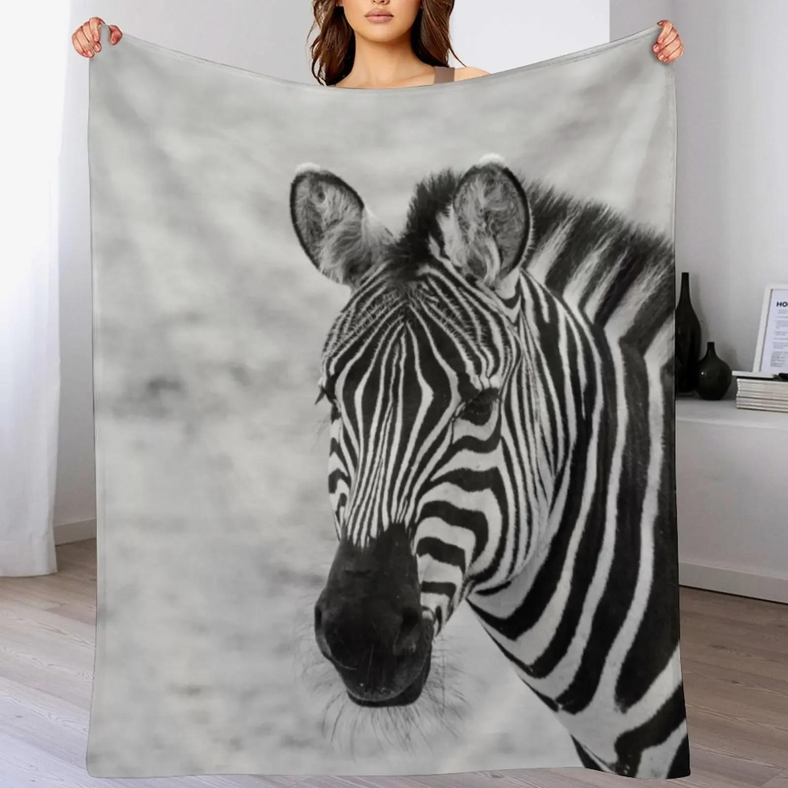 

Zebra in Mono Throw Blanket Soft Comfort Blanket for Reading Watching TV