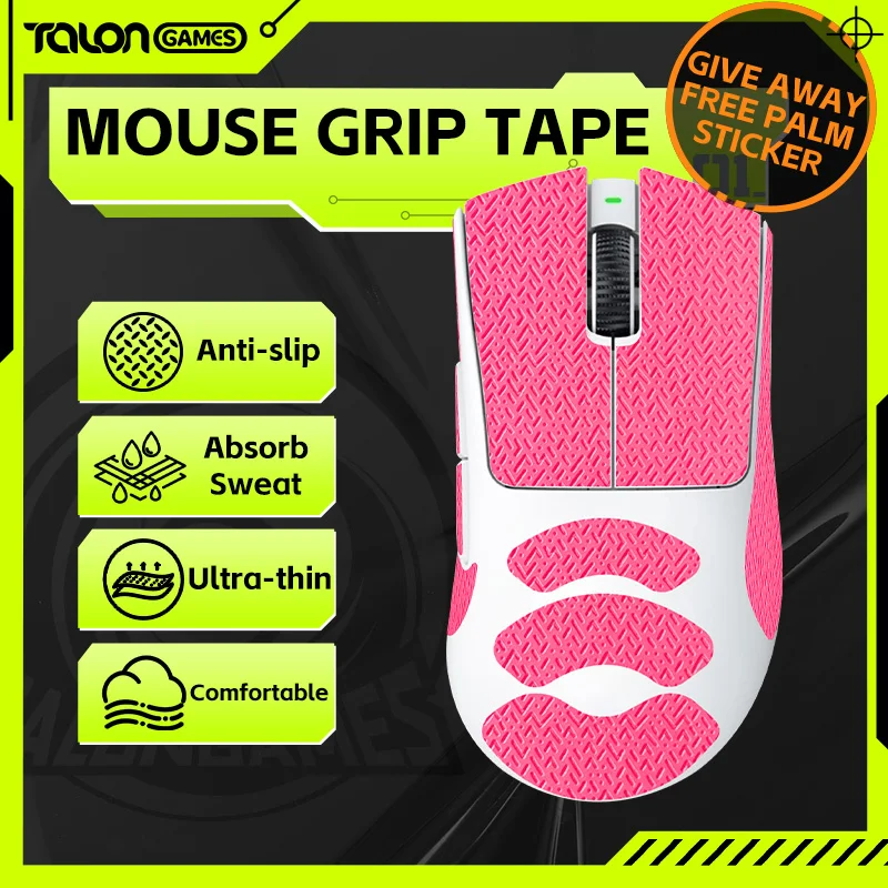 

TALONGAMES Mouse Grip Tape Lizard Skin Texture For Razer DeathAdder V3 Pro,Palm Sweat Absorption,All Inclusive Anti-Slip Tape(P)