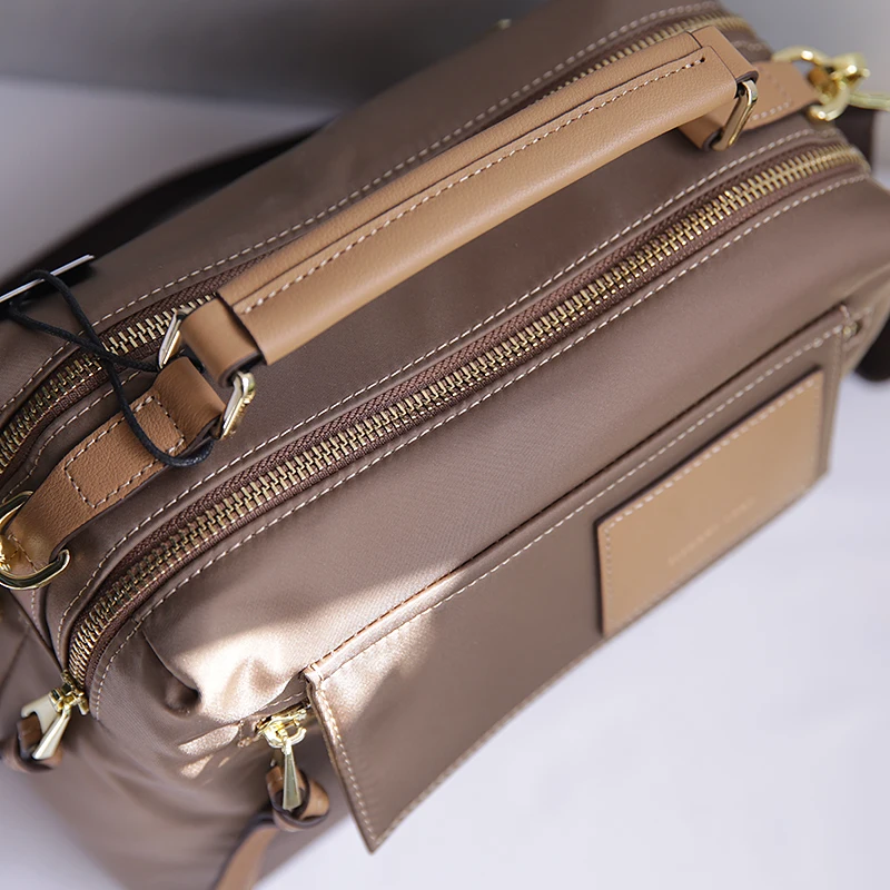 

Водонепроницаемая нейлоновая женская сумка, повседневная сумка через плечо с несколькими молниями, модная универсальная мягкая кожа среднего размера