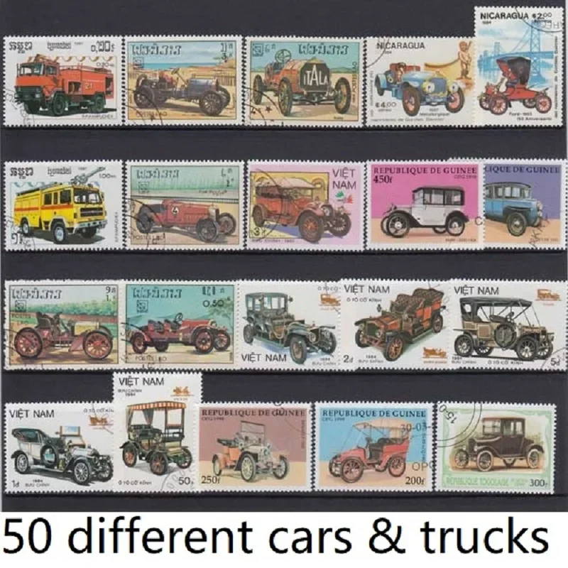50 Different Cars Stamps Not Repeat Fidelity Used Postage Stamps with Post Sell-postage-stamps Used Stamp Racing Club