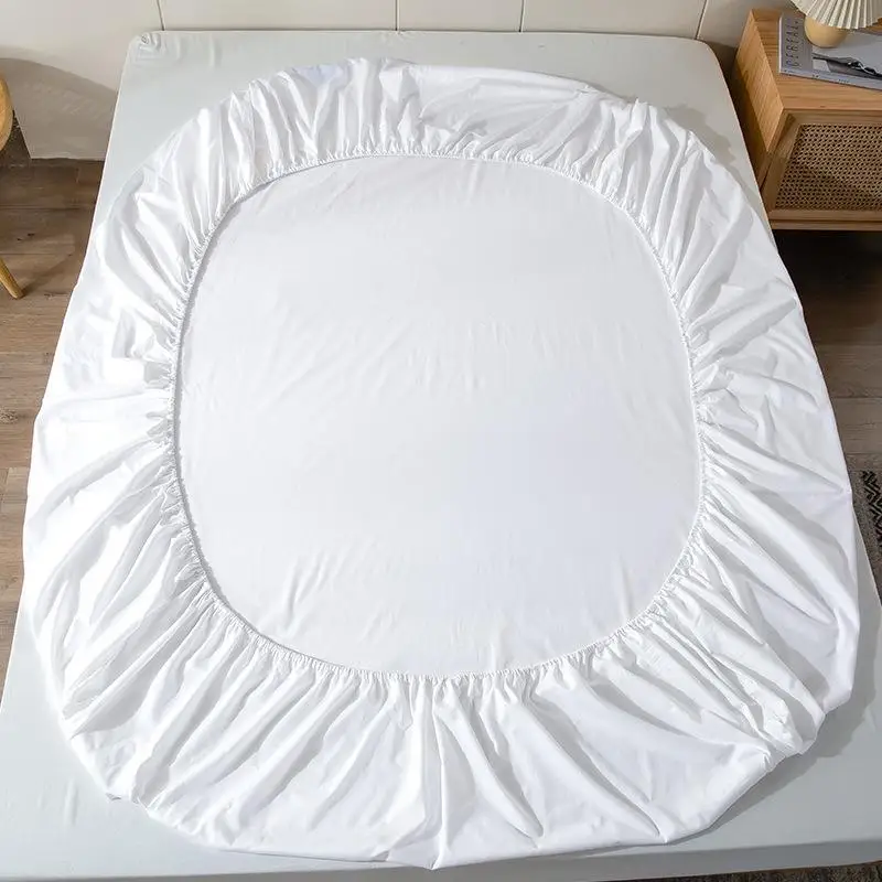 Light Grey Soft Brushed Twill Fitted Mattress Cover Breathable Wrinkle Free Dust Proof Bed Cover for Kids Adult Bedroom