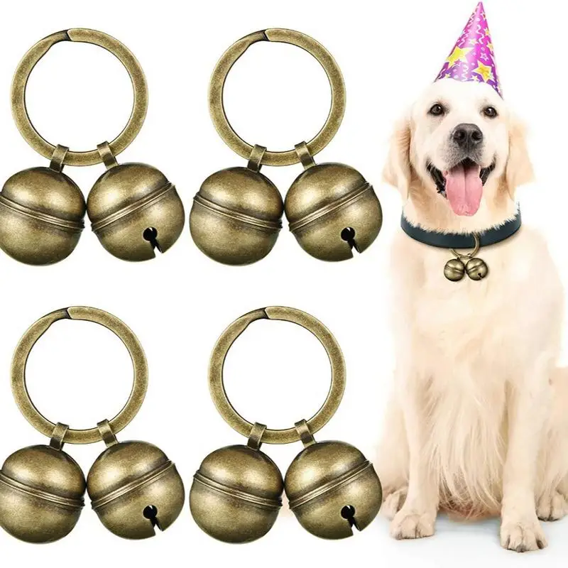 Cat Dog Collar Brass Bells Charm Pendant Key Ring Necklace Christmas Tree Jingling