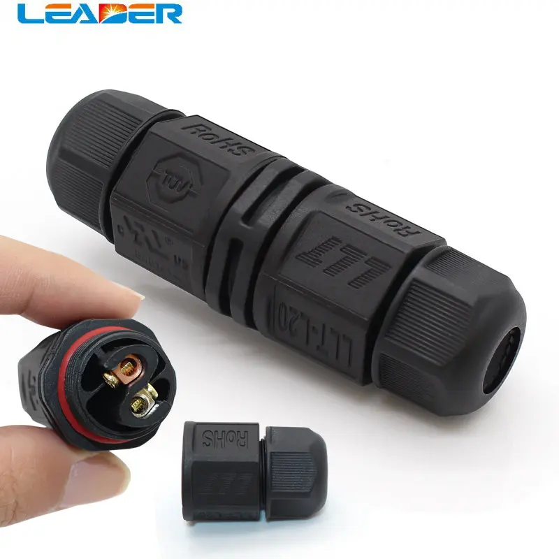 LEADER 5pcs/lot L20 High Performance 2 Pin 250V IP67 Waterproof Electrical Connector Cable Size 10mmsq Auto Wire Connector Solar