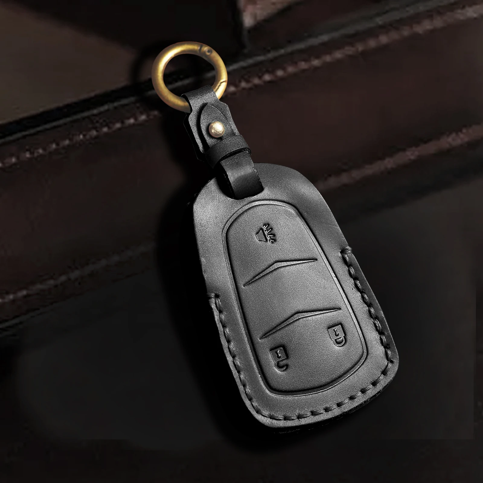 New Handmade Leather Car Remote Key Cover Case Bag Fob Shell Protection For Chrysler PACIFICA Mini Van 2017 2018 2019