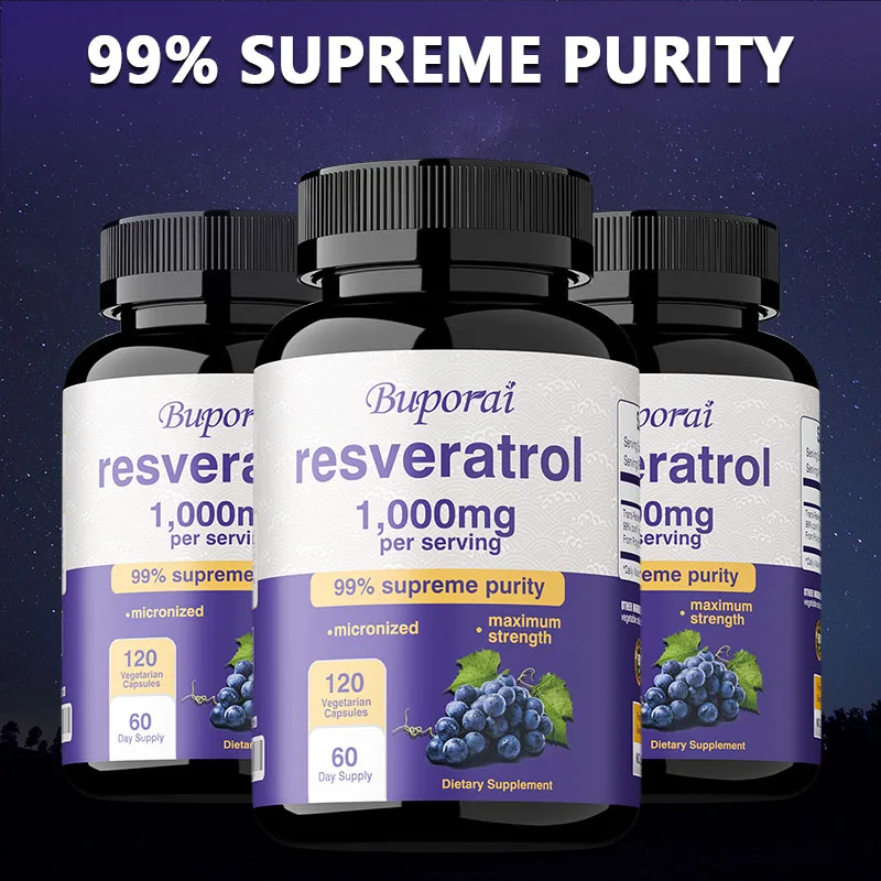 

Resveratrol Supplement - Antioxidant Protection, Supports Healthy Aging, Promotes Brain and Heart Health, Boosts Energy