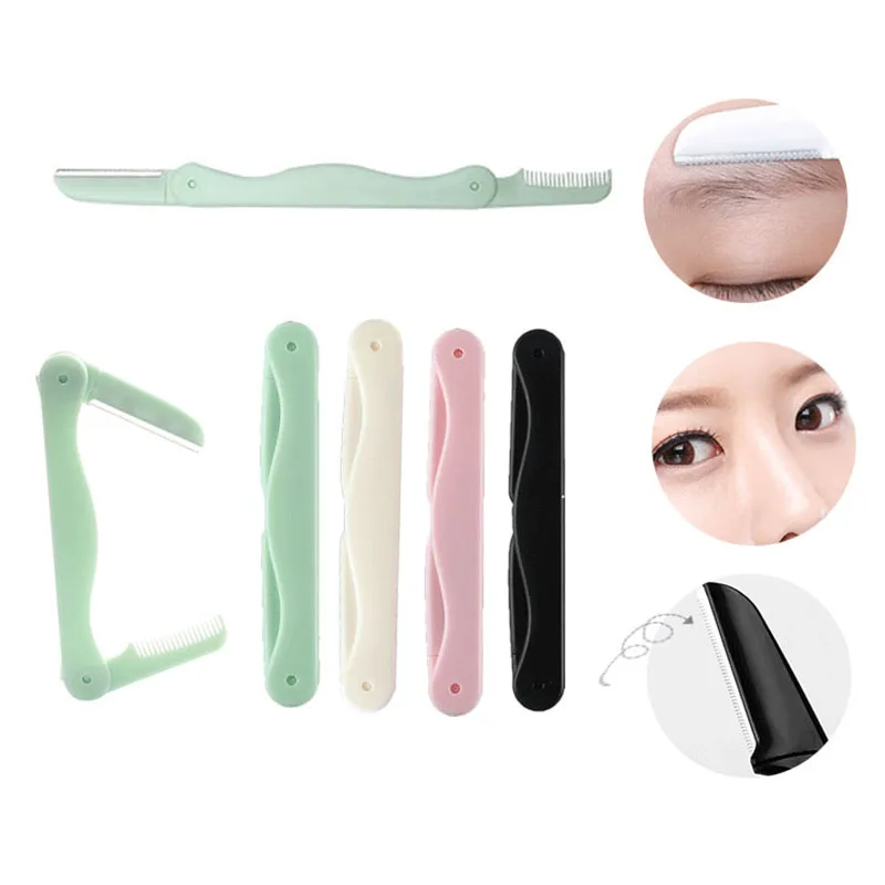 2022 NEW 1PCS Multifunctional Eyebrow Trimmer with Comb Razor Blades Shaver for Women Folding Eyebrow Trimmer Makeup Beauty Tool