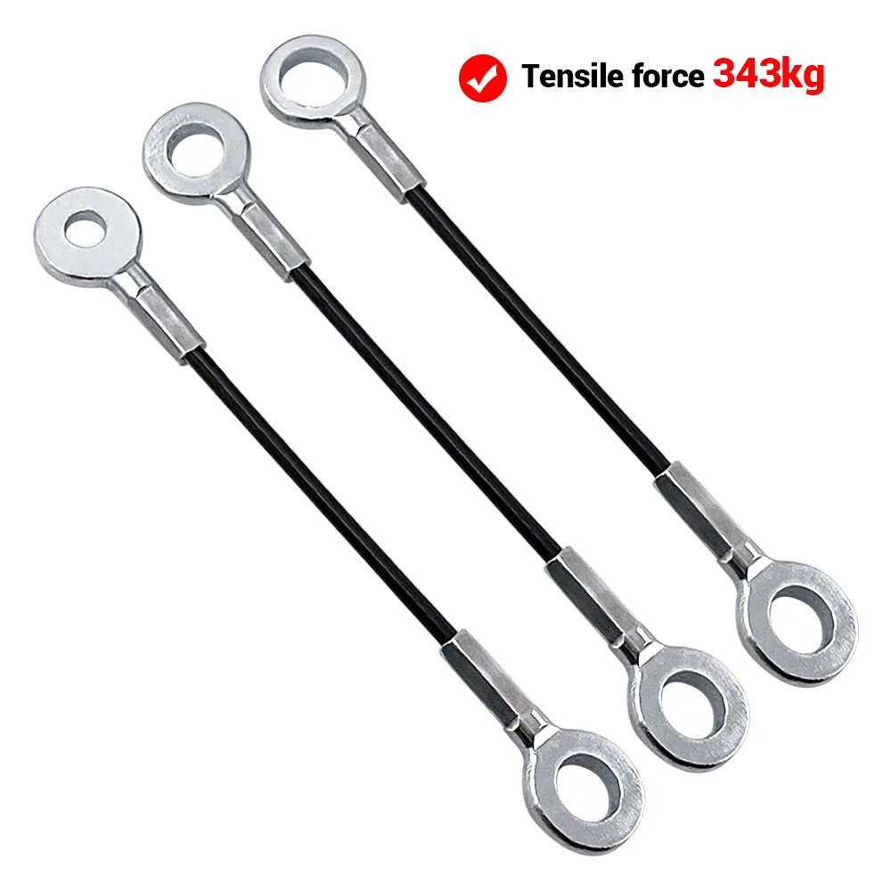 

2PCS 3mm Thick Black PVC Polyethylene Coated Cable 304 Stainless Steel Wire Safety Lanyard With M8 Galvanized Eyelets Ended Rope