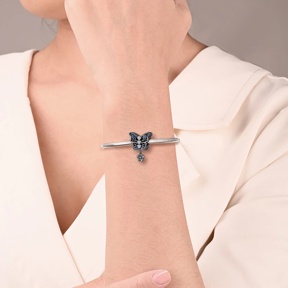 Danturn 925 Sterling Silver Original Beads Flowers and Butterflies Charm fit Snake Chain Bracelet Fashion Women Jewelry Making
