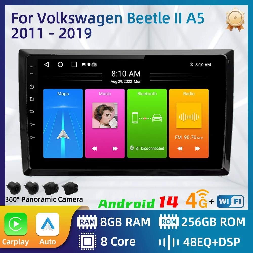 

Car Radio For Volkswagen Beetle II A5 2011 - 2019 Android Car Multimedia Player GPS Navigation Carplay auto Stereo Touch 2Din 4G