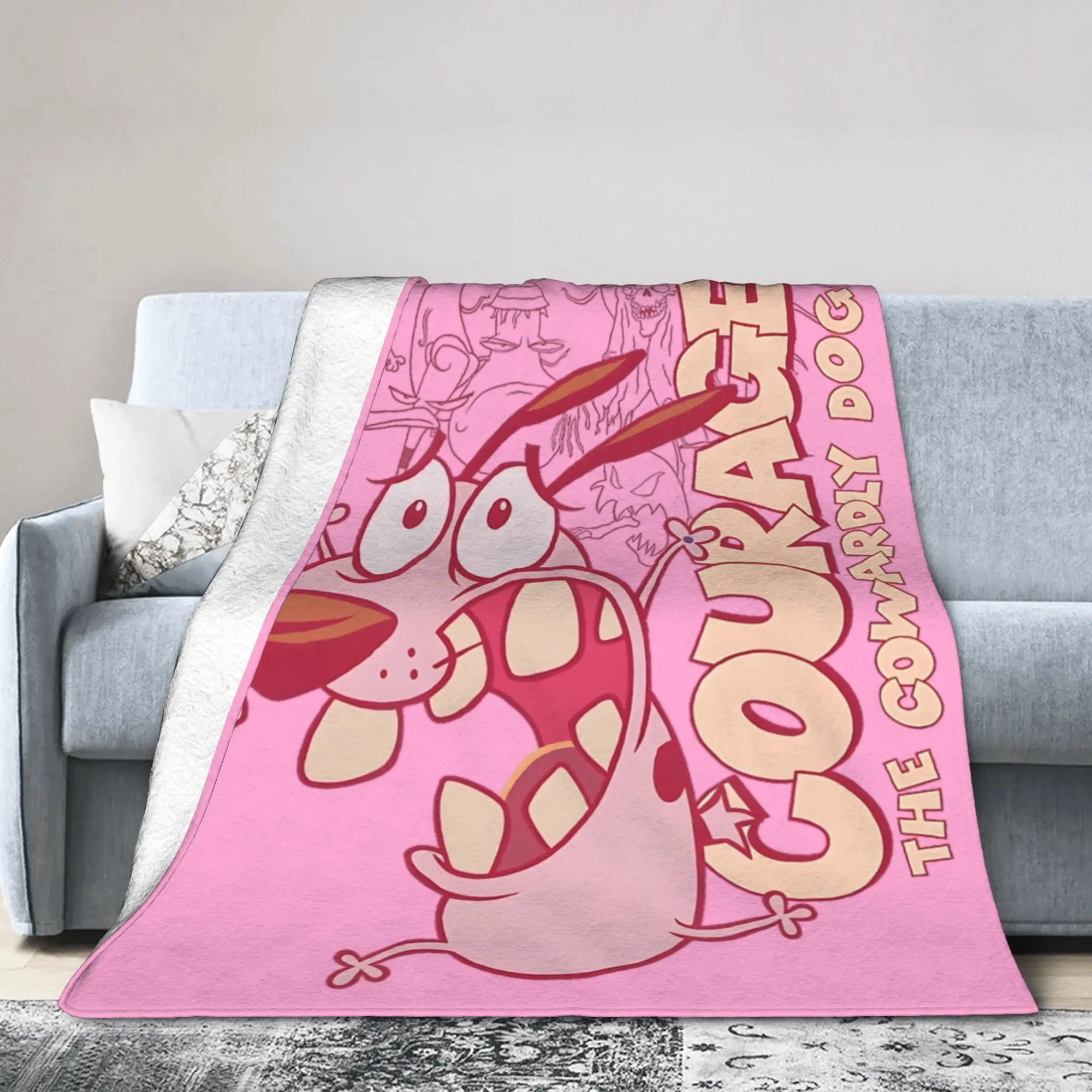 Couraged Cowardlys Dogs Plush Blanket Cartoon Creative Throw Blankets for Home 125*100cm Quilt,