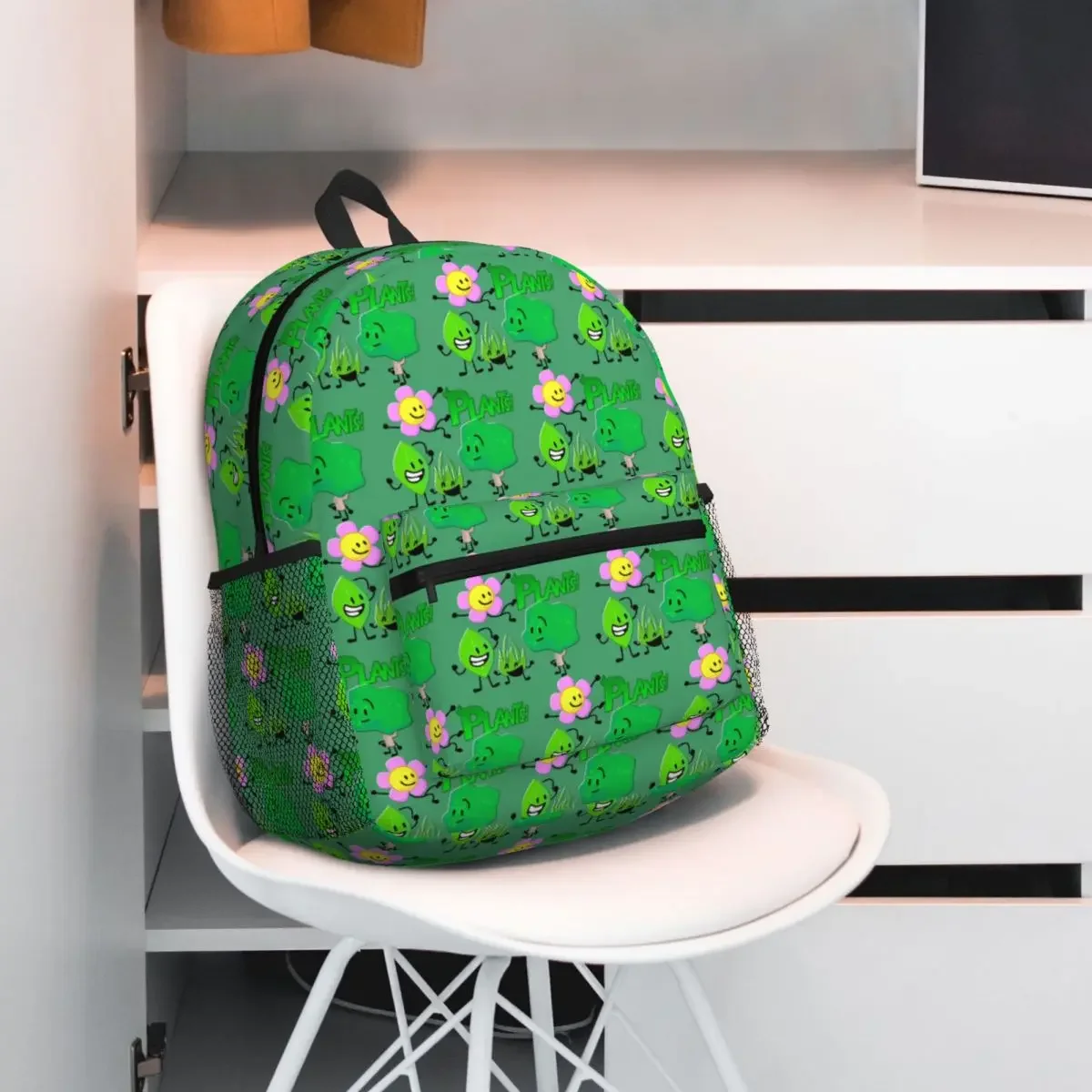 BFDI Plant Characters Student Backpack School Bag Hiking Travel Daypack for Boys Girls Fashion Bookbag Shoulder Bags