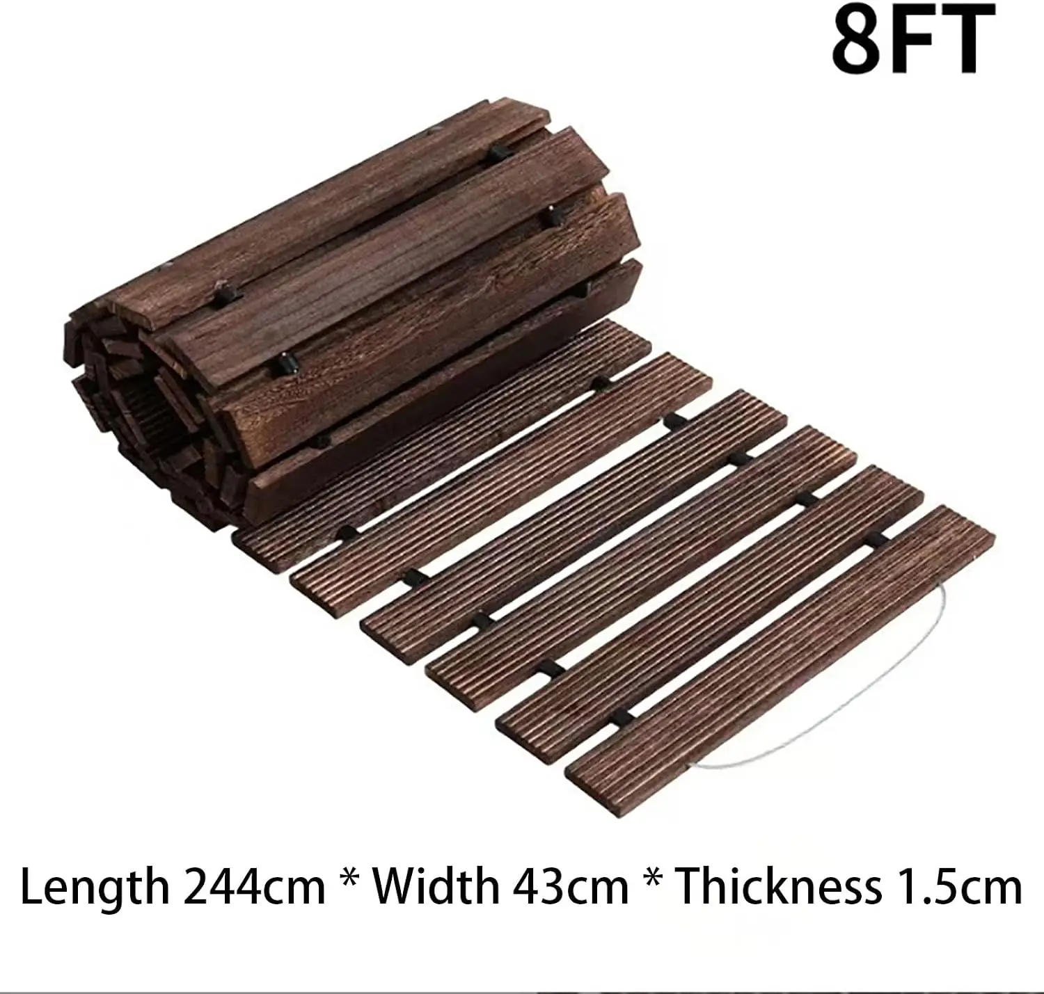 Rollable Wooden Pathway, Weather Resistant Garden Walkway with Securing Stakes, Flexible Outdoor Decking Board for Lawn, Backyar