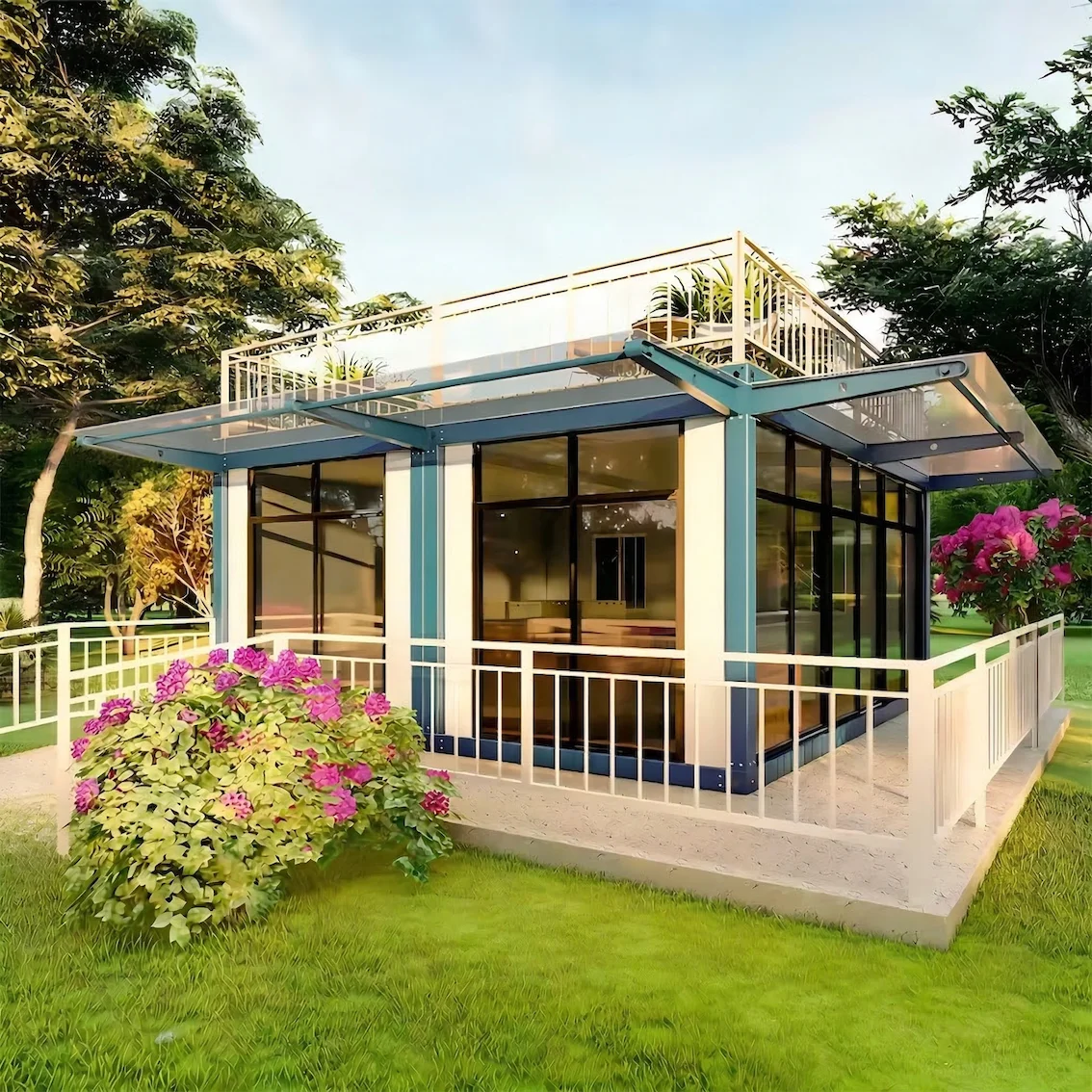 Wholesale Sunroom Prefabricated Foldable House Expandable Container Home 2 3 4 Bedroom Prefab Tiny House Warehouse Barn