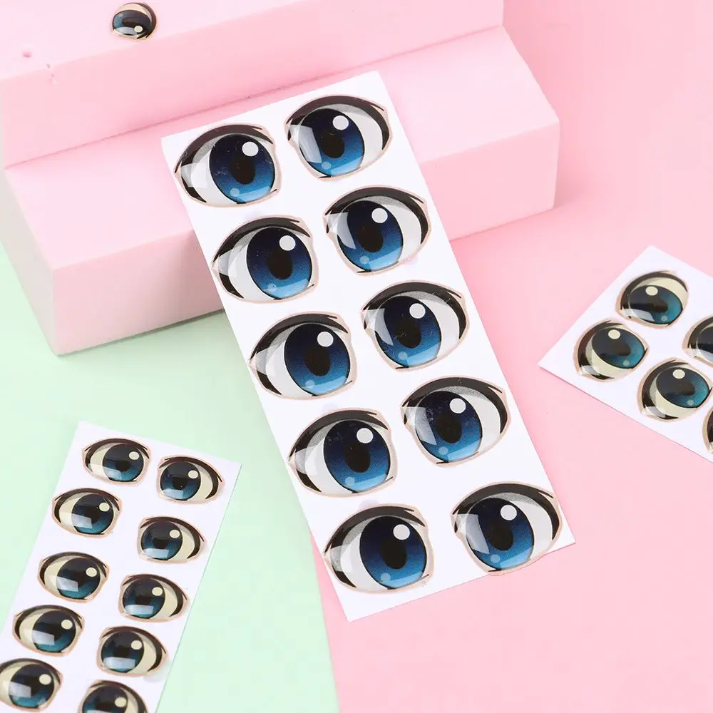 10 Pai Boy/Girl Glass crystal Decals Cartoon Eyes Stickers Face Organ Paster Anime Figurine  Eye Chips Paper