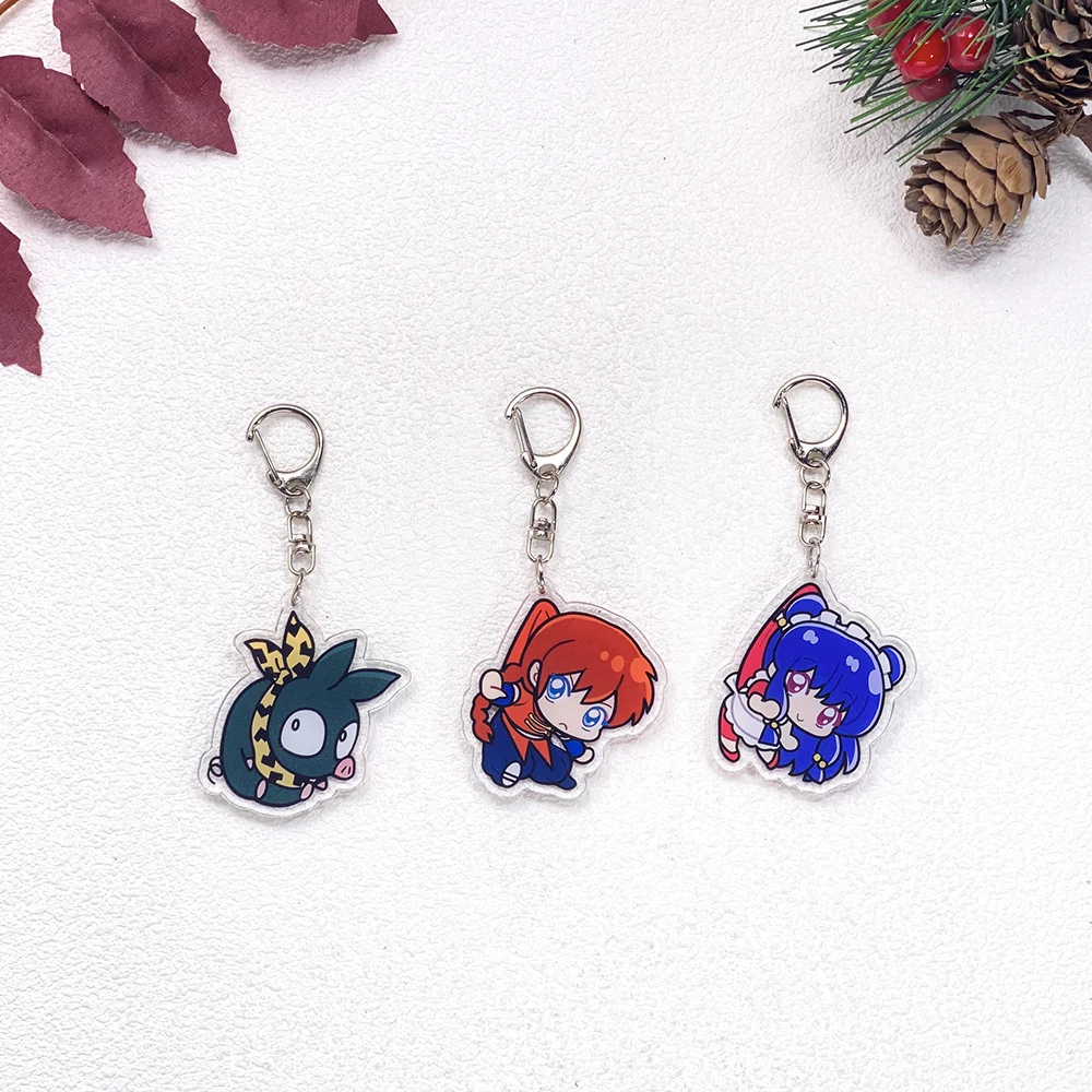 1/3Pcs Anime Figures Ranma 1/2 Car Keychain Accessories Acrylic Cute Charms Pendant For Bag Funny Key Holder Backpack Decoration