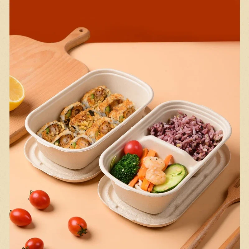 Imagem -06 - Descartável Polpa Degradável Light Food Box Embalagem de Fitness Caixa de Refeição Dividida Salada Takeaway Mazi Bento