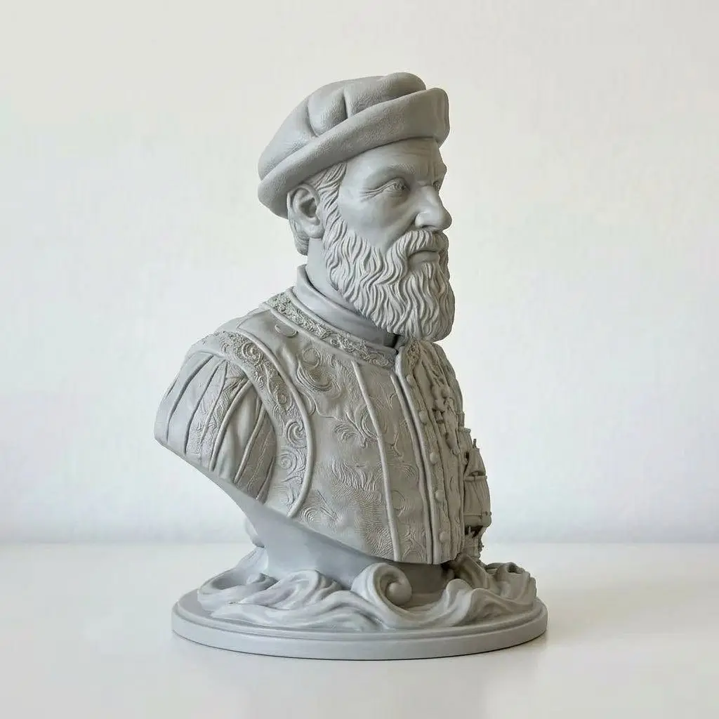 Statue of Magellan Portuguese Navigator and Explorer 3D Printed Coloring Self-assembly Figurine Model Miniature Craft Gift