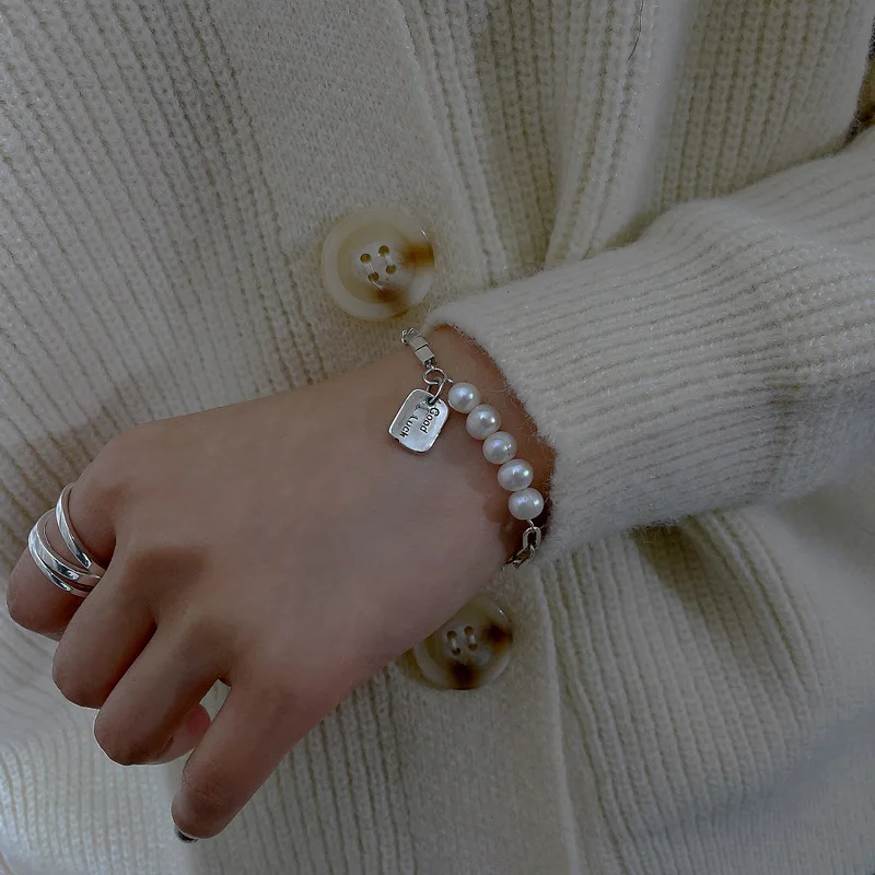 

Square Pearl Bracelet For Women 925 Sterling Silver Lucky Korean Chain Bracelets Party Charm Jewelry Jewellery Argent 925