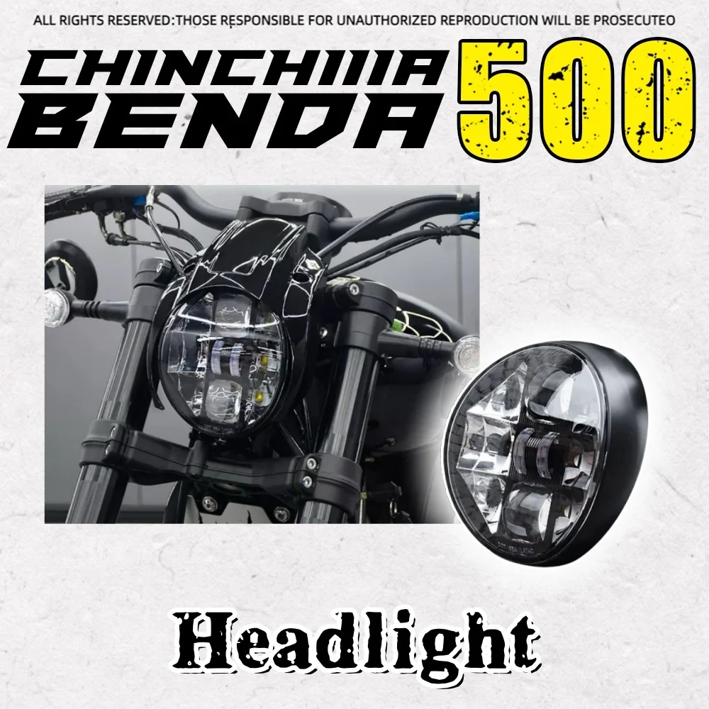 

For Benda ChinchiIIa 500 Harley Breakout headlight assembly pig head cover retro headlight accessories